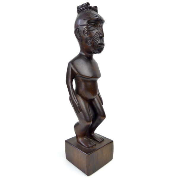 Petit Teko Teko Poutokomanawa Māori en bois brun Nouvelle-Zélande (3/4)