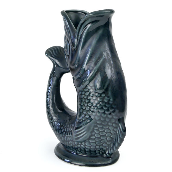 Petit pichet poisson anglais en céramique bleue Fosters Studio Pottery (3/4)