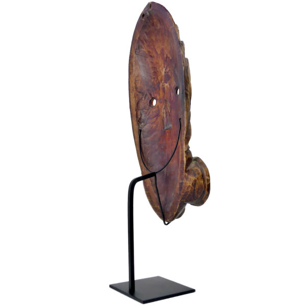 Long masque en bois sculpté sur socle Collection ethnique Art tribal (3/4 dos)