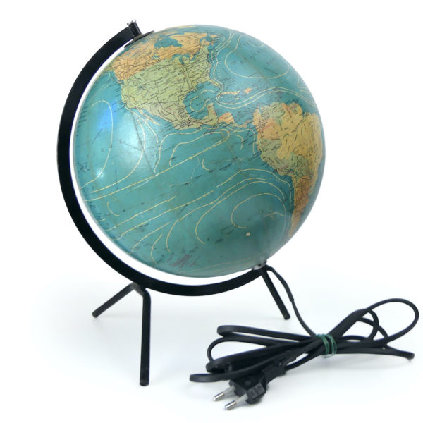 Lampe Globe Terrestre trépied de bureau Carte Taride France (profil)