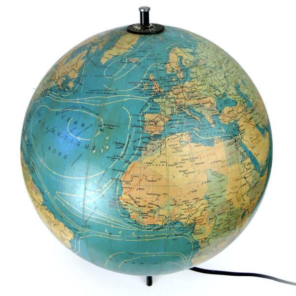 Lampe Globe Terrestre trépied de bureau Carte Taride France (face)