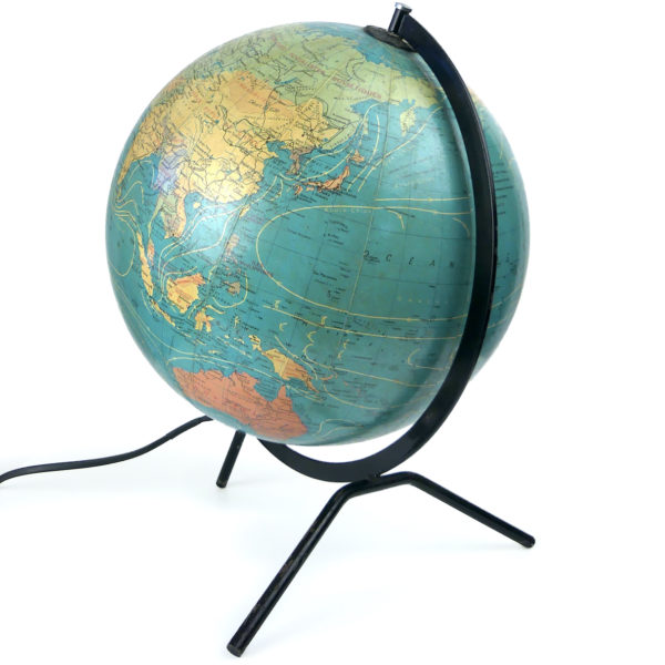 Lampe Globe Terrestre trépied de bureau Carte Taride France (3/4 dos)