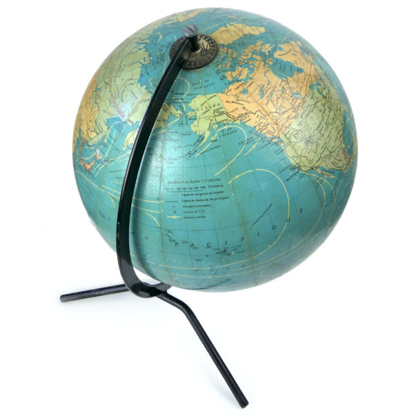 Lampe Globe Terrestre trépied de bureau Carte Taride France (3/4 dos)