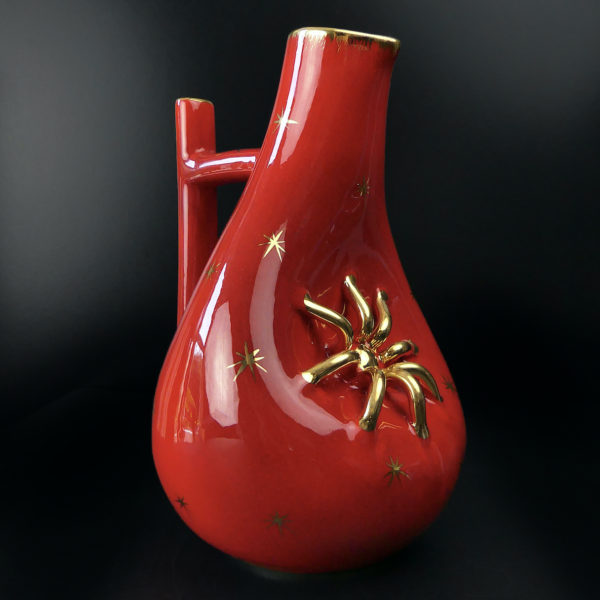 Pichet rouge et or Vallauris céramique provençale années 60 France (3/4)