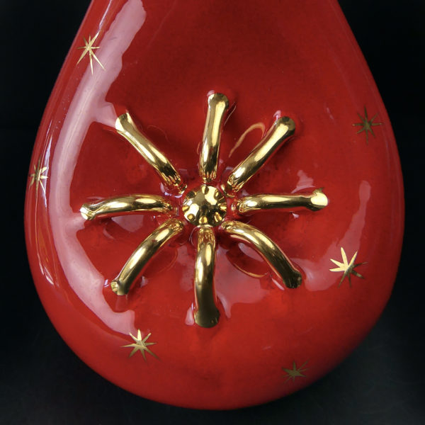 Pichet rouge et or Vallauris céramique provençale années 60 France (face)