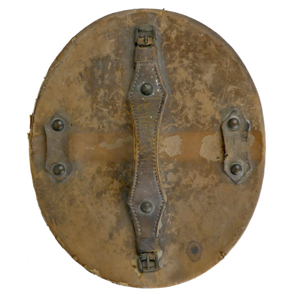 Boîte à chapeau ancienne de voyage en cuir et haut-de-forme taupe noir XIXe (dessus)