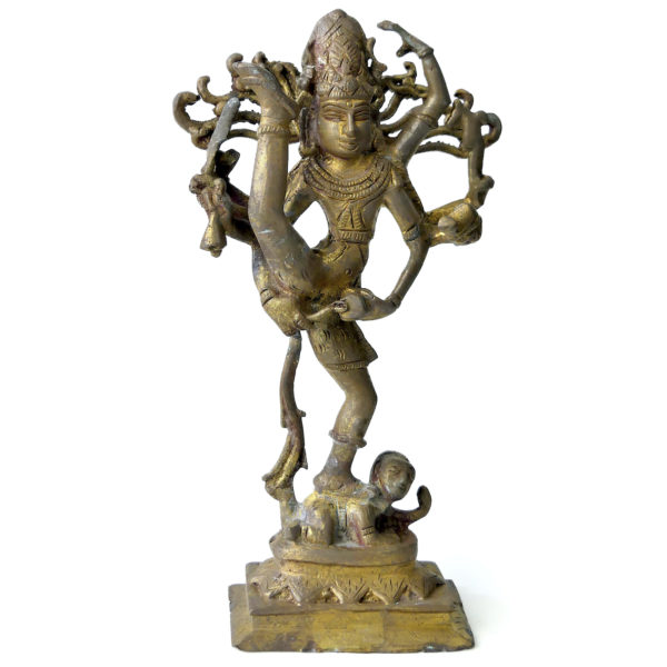 Statuette Shiva Tripurantaka dansant en laiton Urdhva Tandavam Hindouisme (face)