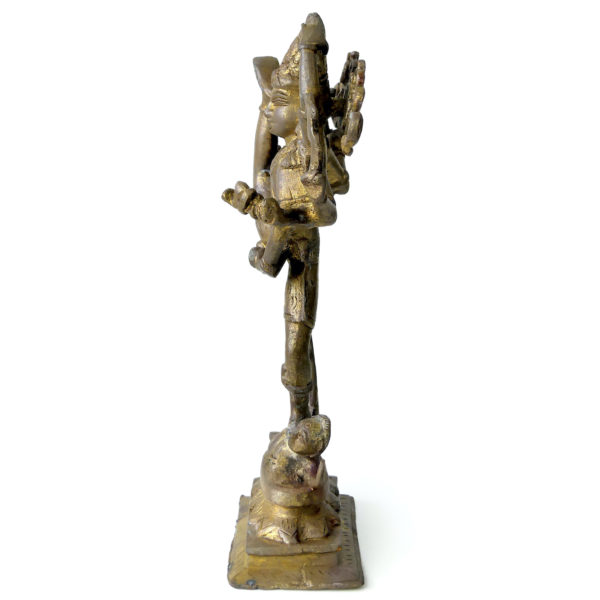 Statuette Shiva Tripurantaka dansant en laiton Urdhva Tandavam Hindouisme (profil)