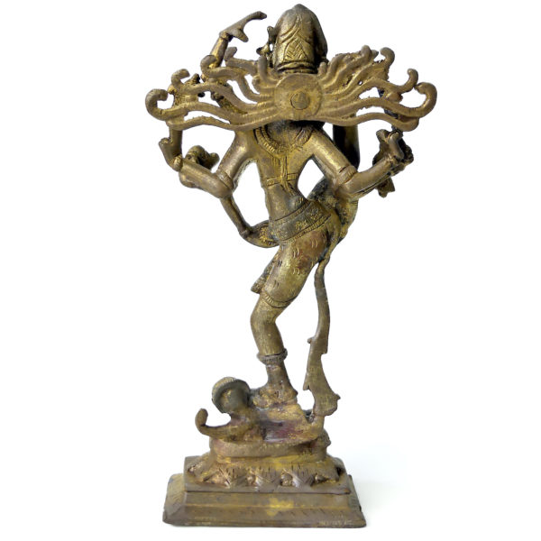 Statuette Shiva Tripurantaka dansant en laiton Urdhva Tandavam Hindouisme (dos)