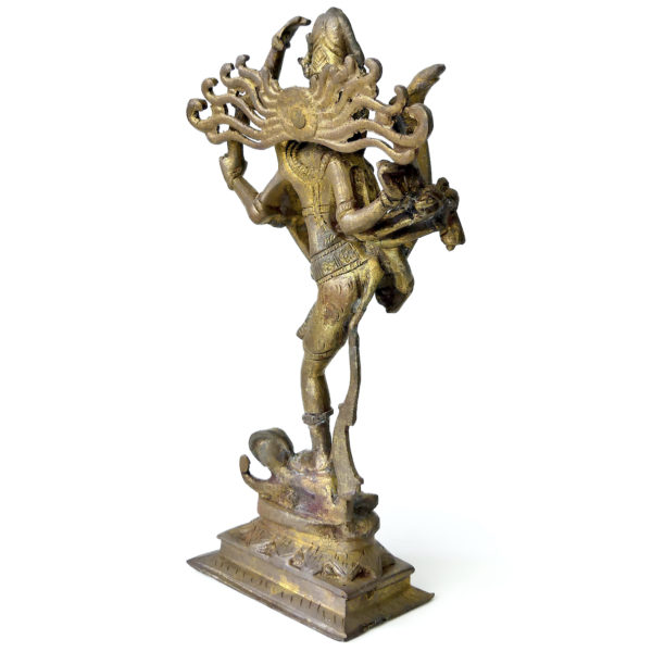 Statuette Shiva Tripurantaka dansant en laiton Urdhva Tandavam Hindouisme (3/4)