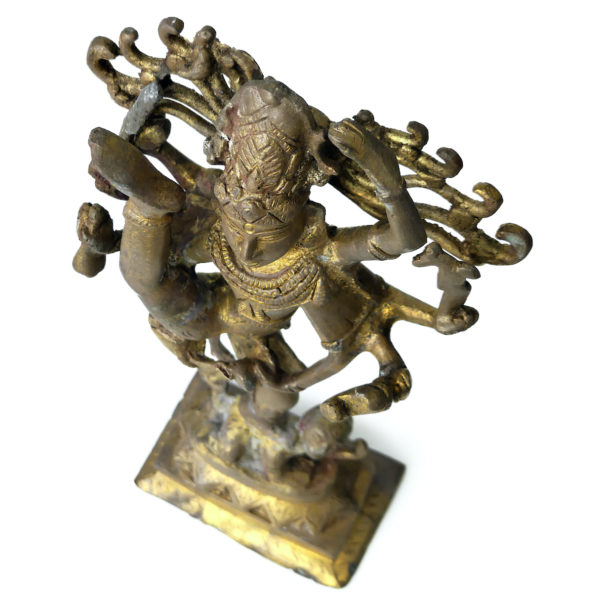 Statuette Shiva Tripurantaka dansant en laiton Urdhva Tandavam Hindouisme (dessus 3/4)