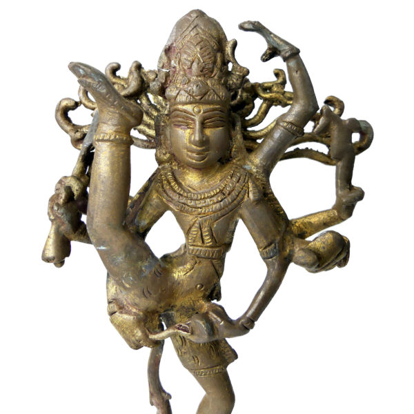 Statuette Shiva Tripurantaka dansant en laiton Urdhva Tandavam Hindouisme (face)