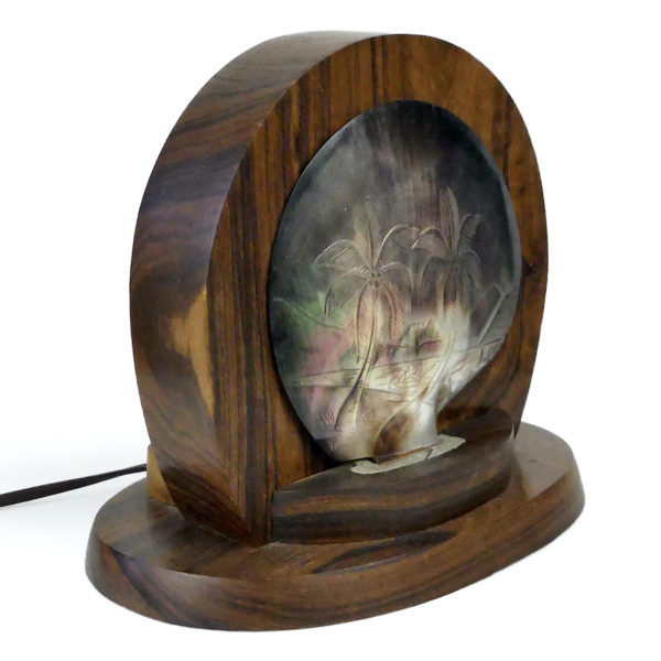Lampe d’ambiance polynésienne vintage en nacre et miro (3/4)