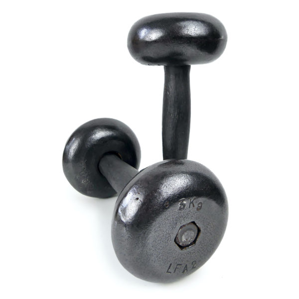 Cinq haltères anciennes en acier et bois du début XXe France Musculation – Image 10