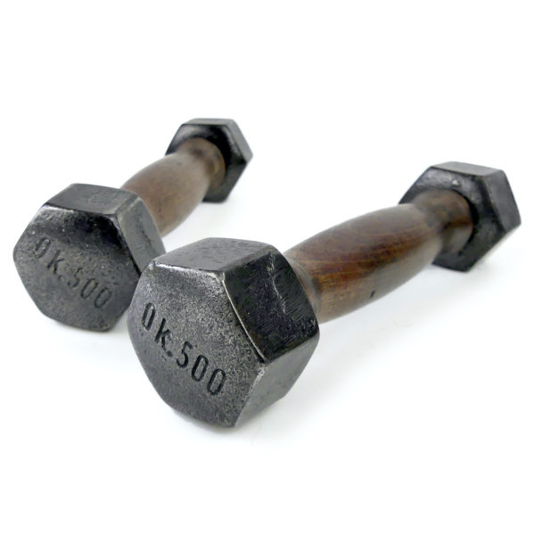 Cinq haltères anciennes en acier du début XXe Accessoire sportif vintage France (0.5 kg)