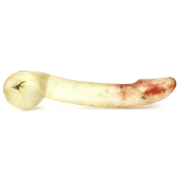 Grand phallus chinois ancien en pierre taillée transparente Citrine Chine (profil)