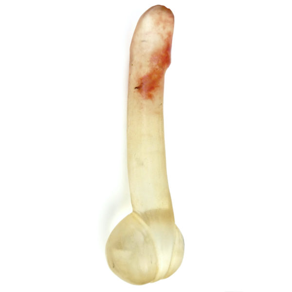 Grand phallus chinois ancien en pierre taillée transparente Citrine Chine (profil)