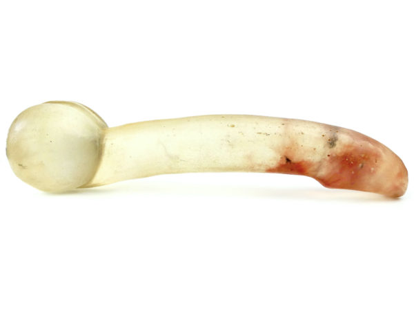Grand phallus chinois ancien en pierre taillée transparente Citrine Chine (profil)