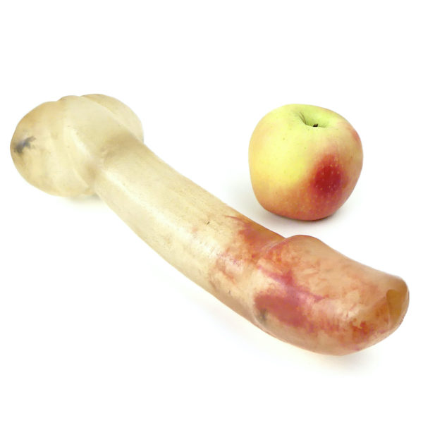 Grand phallus chinois ancien en pierre taillée transparente Citrine Chine (proportion)