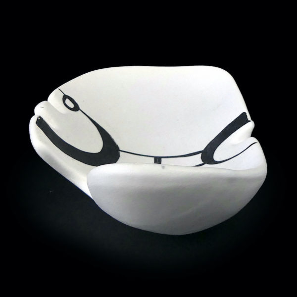 Coupelle Capron Vallauris rare céramique signée au décor abstrait noir Design 50 (profil)