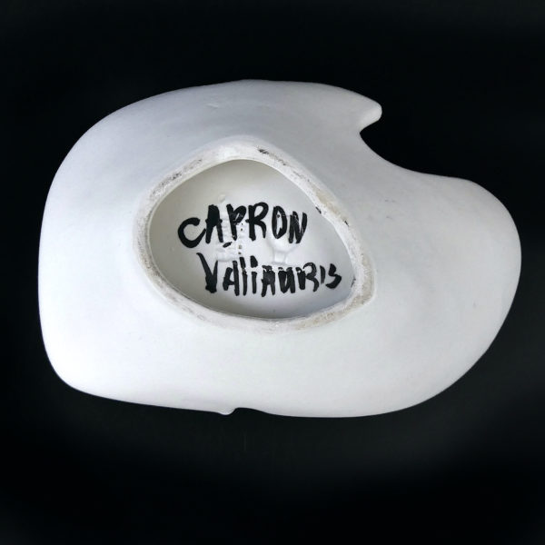 Coupelle Capron Vallauris rare céramique signée au décor abstrait noir Design 50 (dessous)