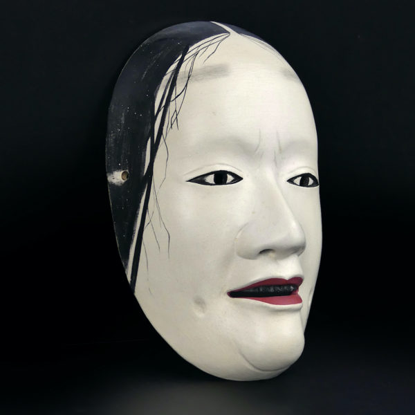 Masque Masukami Onna sculpté en bois de cyprès hinoki Japon Onnamen Shōwa (3/4)