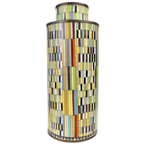 Pot à thé patchwork multicolore en cloisonné - Fabienne Jouvin Paris (face)