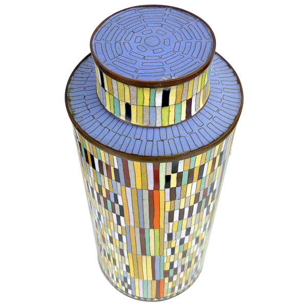 Pot à thé patchwork multicolore en cloisonné - Fabienne Jouvin Paris (dessus 3/4)