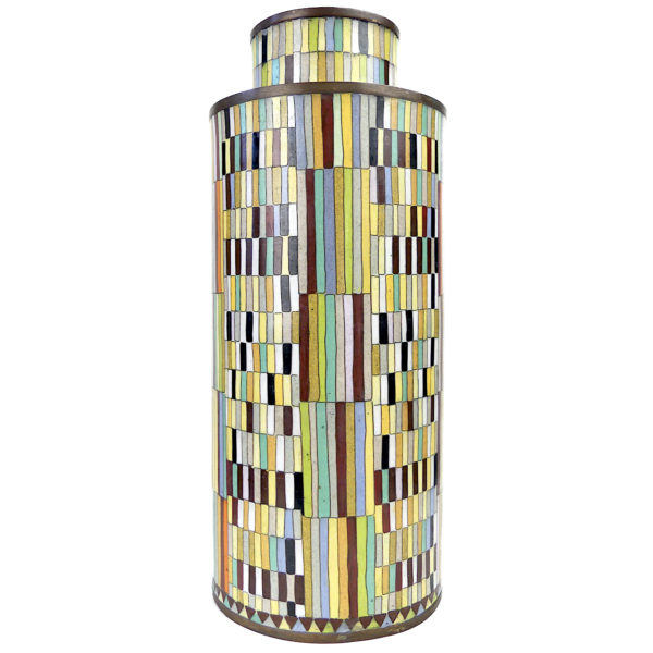 Pot à thé patchwork multicolore en cloisonné - Fabienne Jouvin Paris (face)