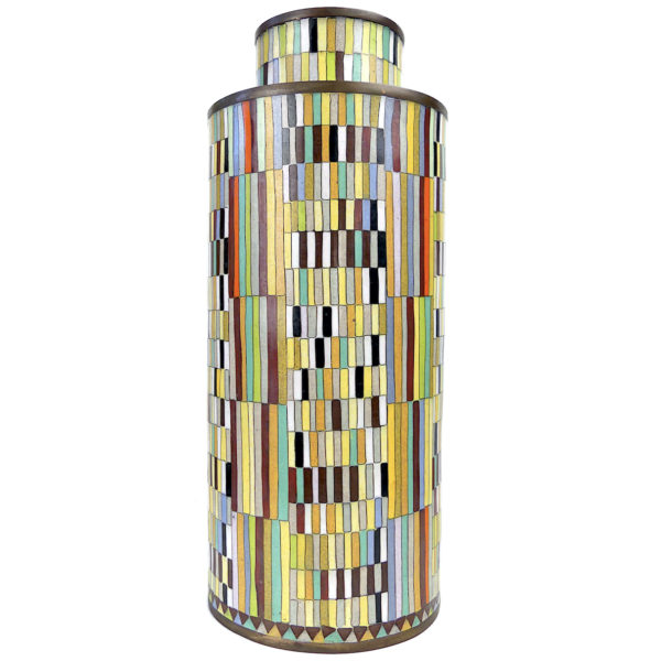 Pot à thé patchwork multicolore en cloisonné - Fabienne Jouvin Paris (face)