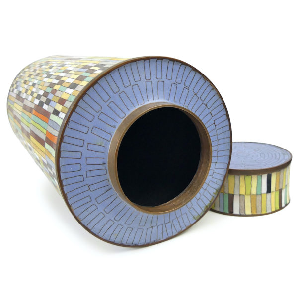 Pot à thé patchwork multicolore en cloisonné - Fabienne Jouvin Paris (dessus 3/4)