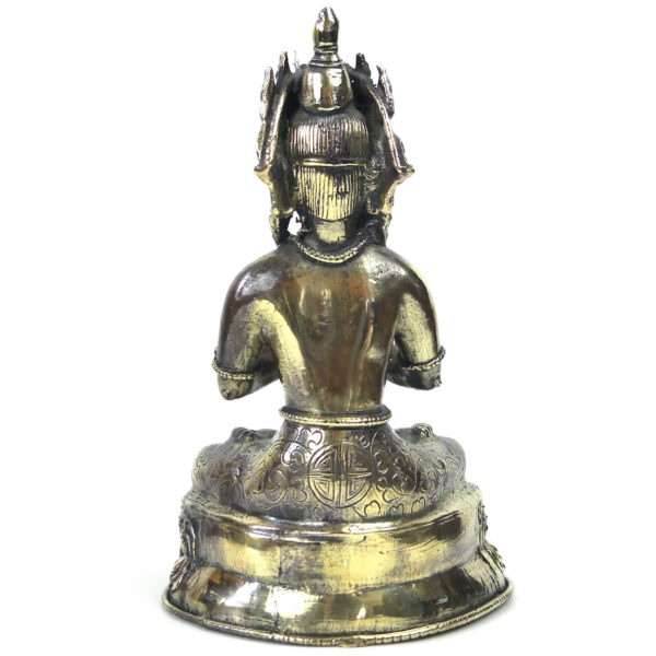 Statuette Vajradhara en laiton et cuivre Idole religieuse hindoue tibétaine (dos)