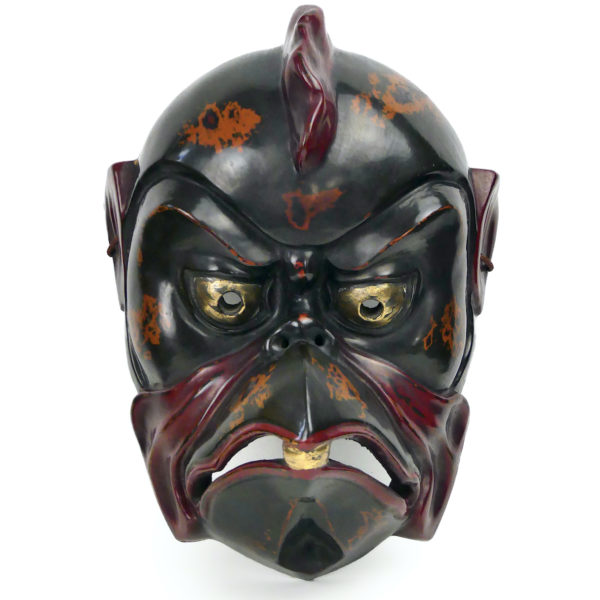 Masque Karura ancien en laque sèche du théâtre Gigaku Japon ère Shōwa (face)