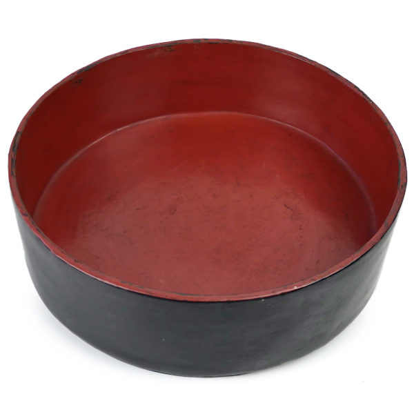 Jubako bento Myanmar ancien en bambou laqué rouge et noir Birmanie Mi-XXe (détail)