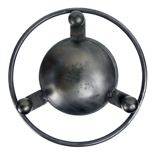 Grand sablier ancien cage trépied en acier et verre (dessus)