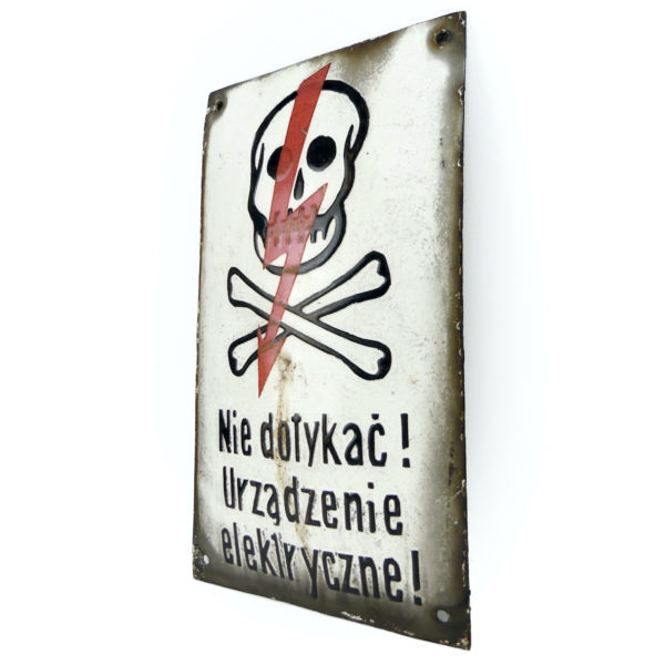 Plaque émaillée polonaise Danger de mort Haute-tension (3/4)