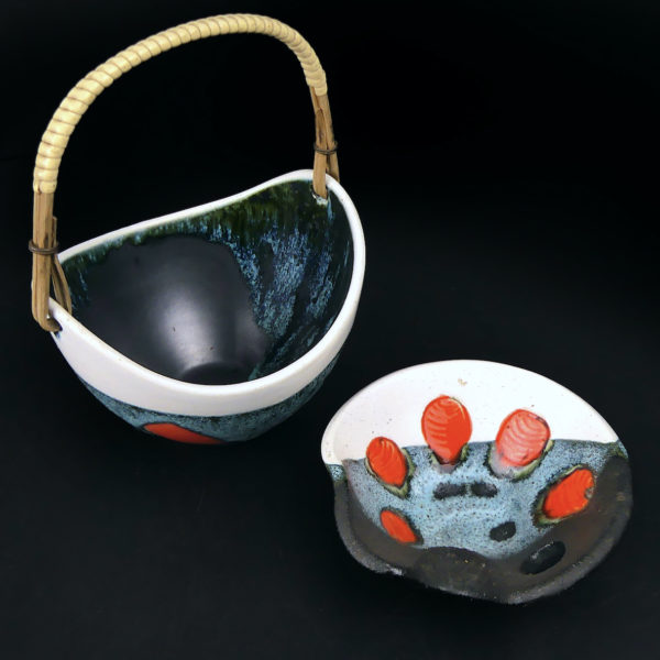 Coupelle et panier Elchinger céramiques iconiques au décor abstrait Design 50 (dessus 3/4)