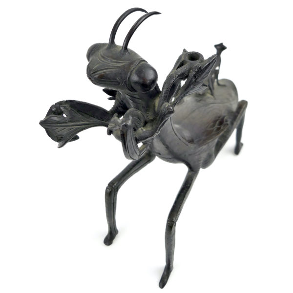 Mante religieuse gauche ancienne en bronze patiné Art Nouveau Bronze animalier (3/4)