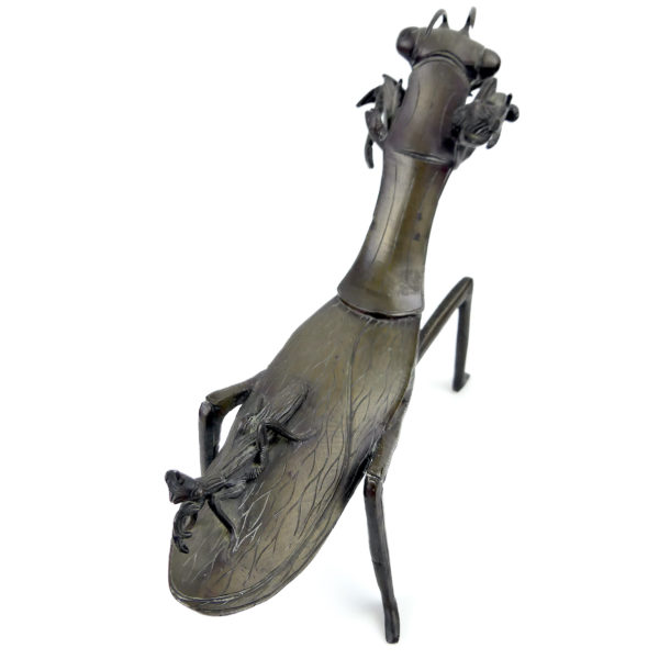 Mante religieuse droit ancienne en bronze patiné Art Nouveau Bronze animalier (3/4 dos)