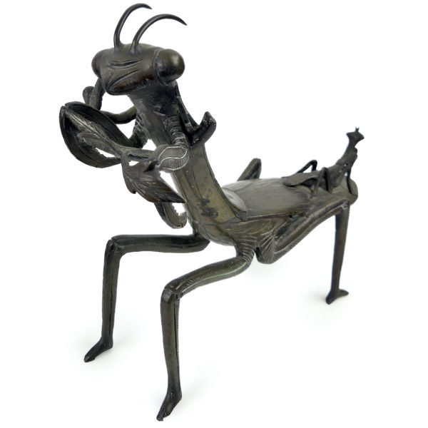 Mante religieuse droit ancienne en bronze patiné Art Nouveau Bronze animalier (3/4)