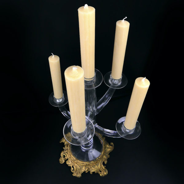 Grand chandelier soufflée bouche en verre de Murano et bronze doré Italie XIXe (dessus 3/4)