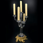 Grand chandelier soufflée bouche en verre de Murano et bronze doré Italie XIXe (face)