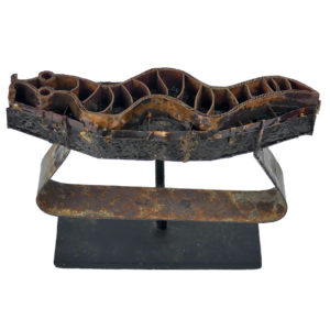 Tampon serpent à Batik javanais ancien sur socle métallique noir Indonésie (face)