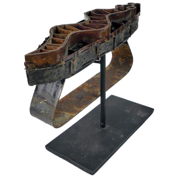 Tampon serpent à Batik javanais ancien sur socle métallique noir Indonésie (3/4)