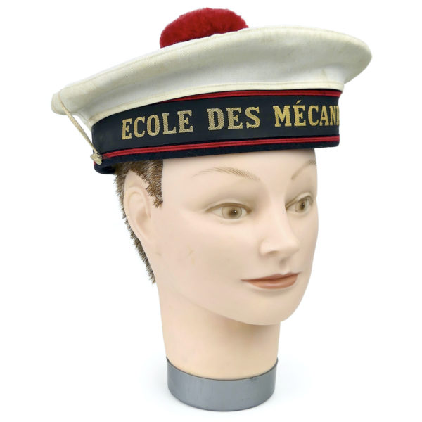 Bachi blanc vintage bonnet de marin sur tête à coiffer Marine nationale française (3/4)