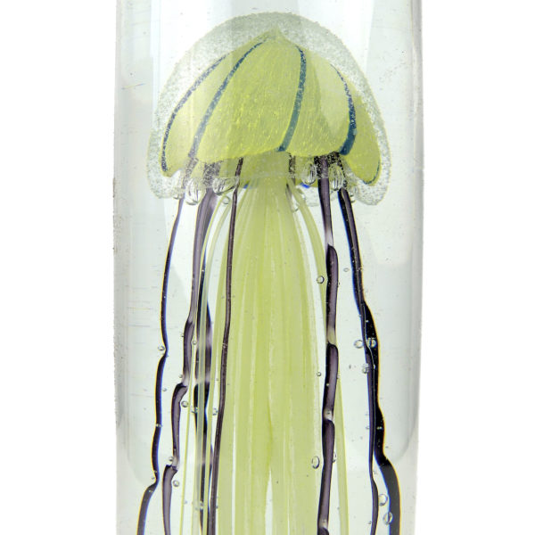 Grande sulfure méduse tricolore en verre transparent cylindrique (détail)