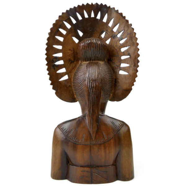 Buste Janger de danseuse balinaise sculpté en bois précieux Indonésie (dos)