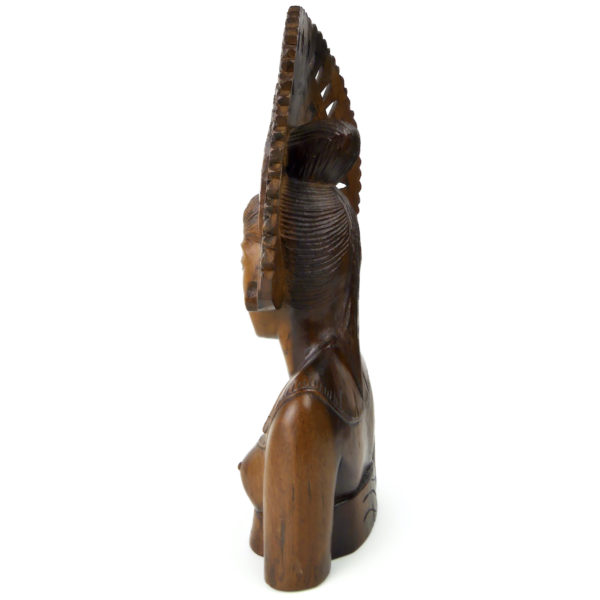 Buste Janger de danseuse balinaise sculpté en bois précieux Indonésie (profil)
