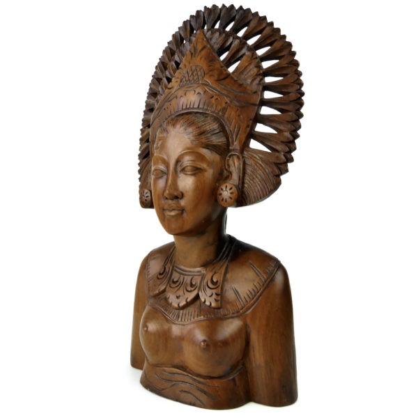 Buste Janger de danseuse balinaise sculpté en bois précieux Indonésie (3/4)
