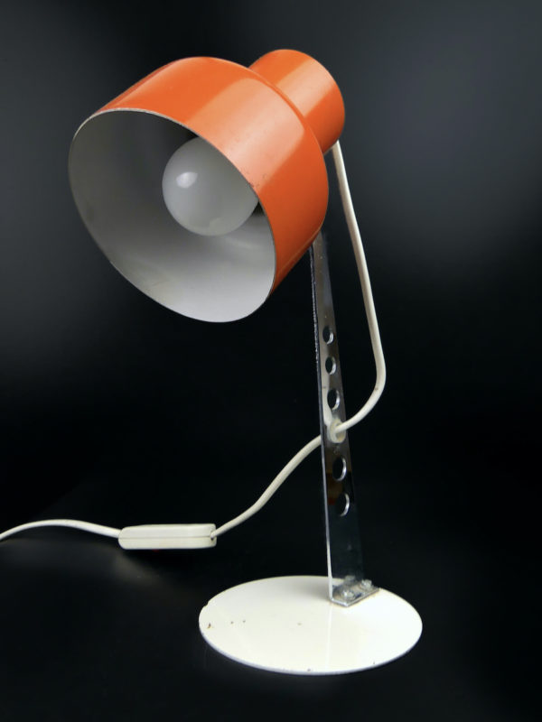 Lampe Space Age Szarvasi orange et acier chromé des années 70 (3/4)